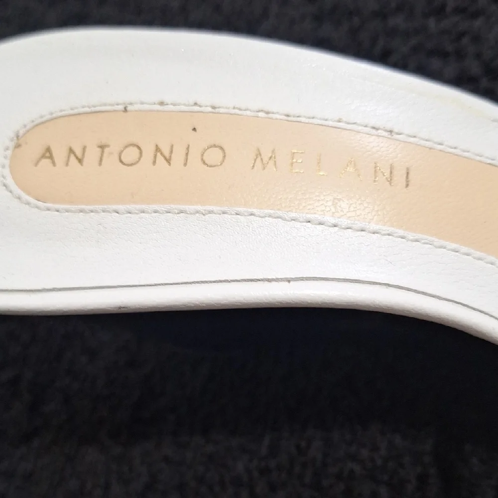 ANTONIO MELANI White Leather Strappy Wedges-7